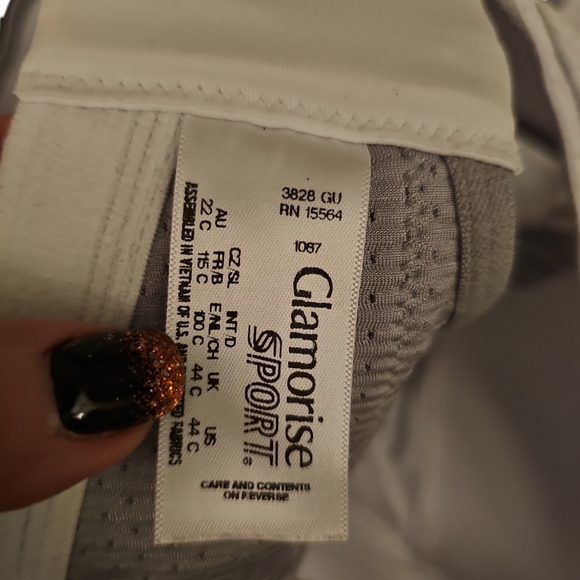 Glamorise no bounce camisole elite wire free bra gray white sz 44 C wireless - Picture 8 of 8